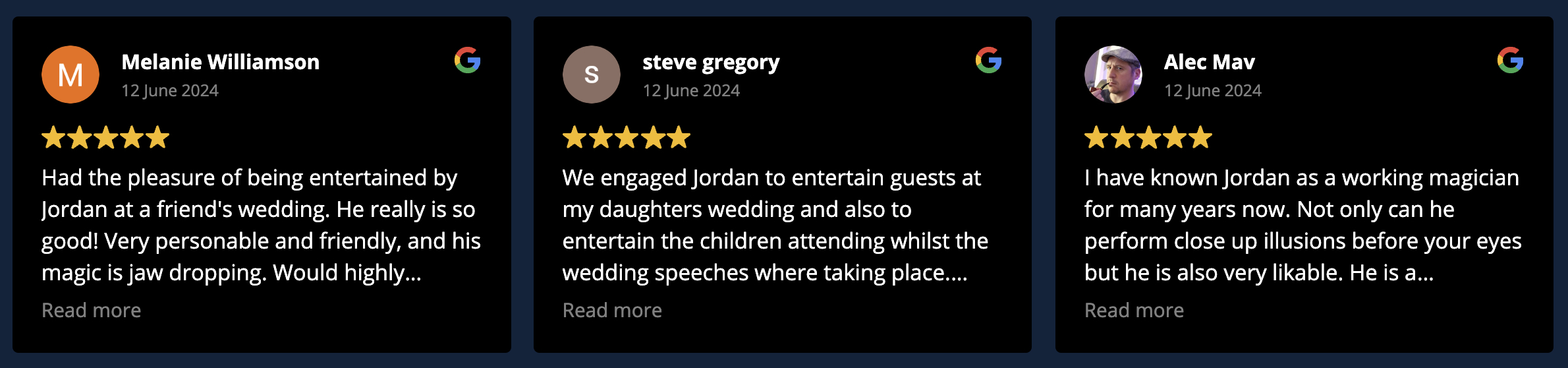 magician 5 * google reviews
